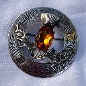 Vintage W.B.S. Ward Bros Sterling Silver Scottish Thistle Brooch / Kilt Pin